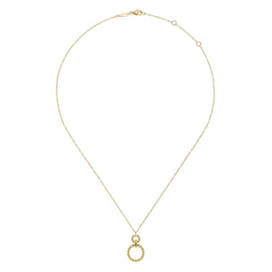 14K Yellow Gold Pendant Necklace with Bujukan Bead Circles