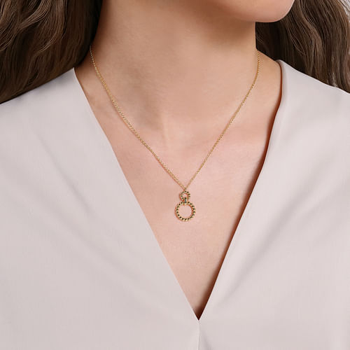 14K Yellow Gold  Pendant Necklace with Bujukan Bead Circles - Shot 3