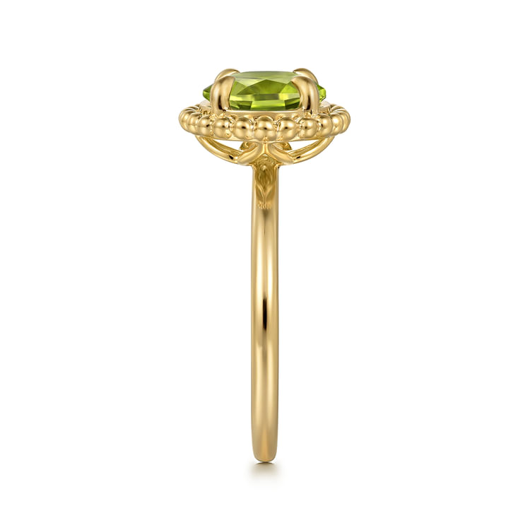 14K Yellow Gold Peridot Bujukan Ladies Ring