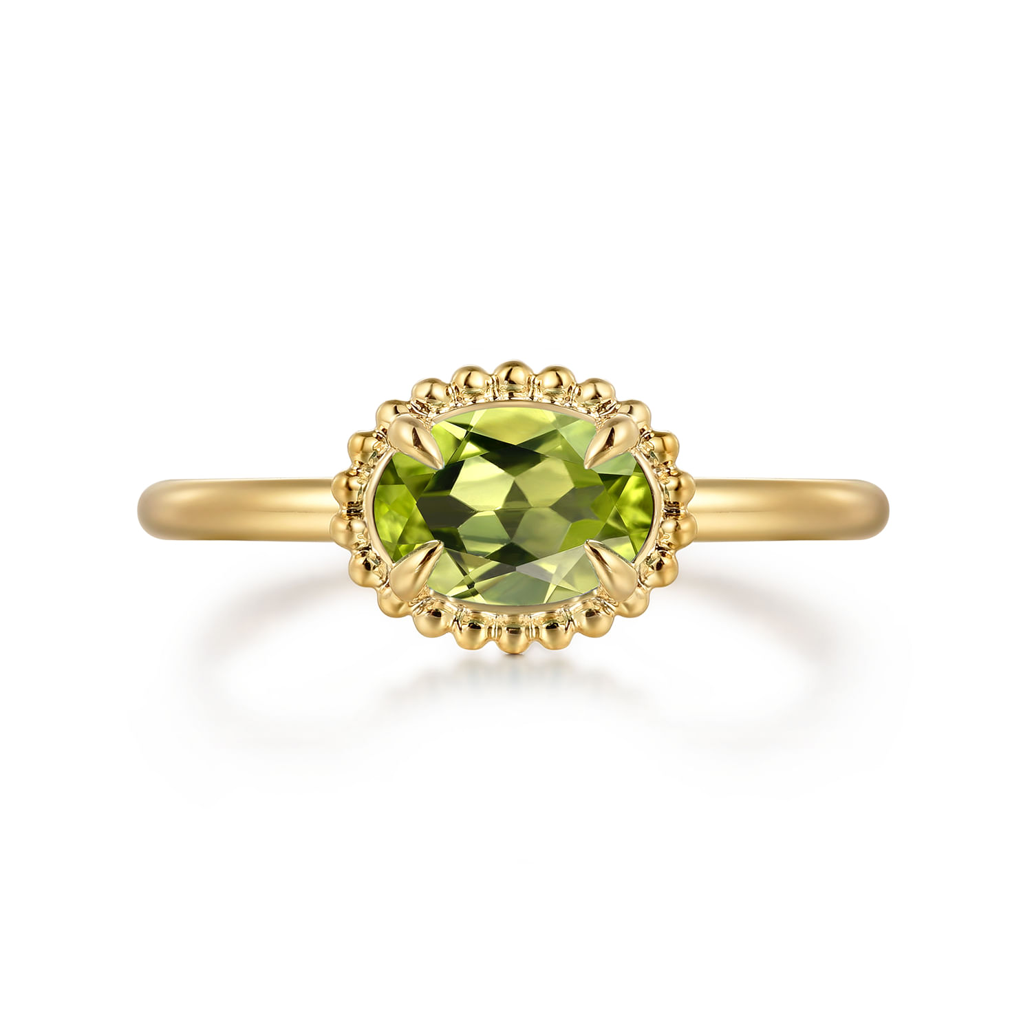 14K Yellow Gold Peridot Bujukan Ladies Ring