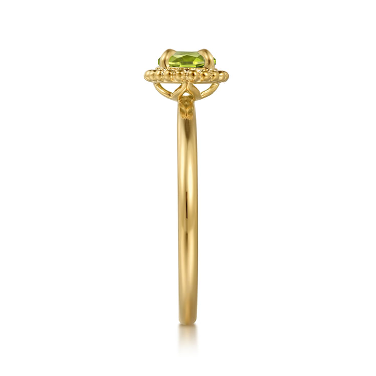 14K Yellow Gold Peridot Bujukan Ladies Ring