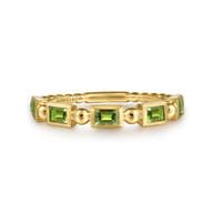 14K Yellow Gold Peridot Geometric Stackable Ring