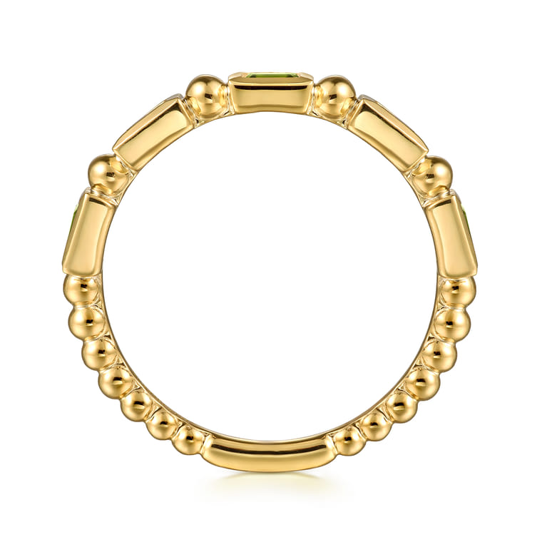 14K Yellow Gold Peridot Geometric Stackable Ring - Shot 2