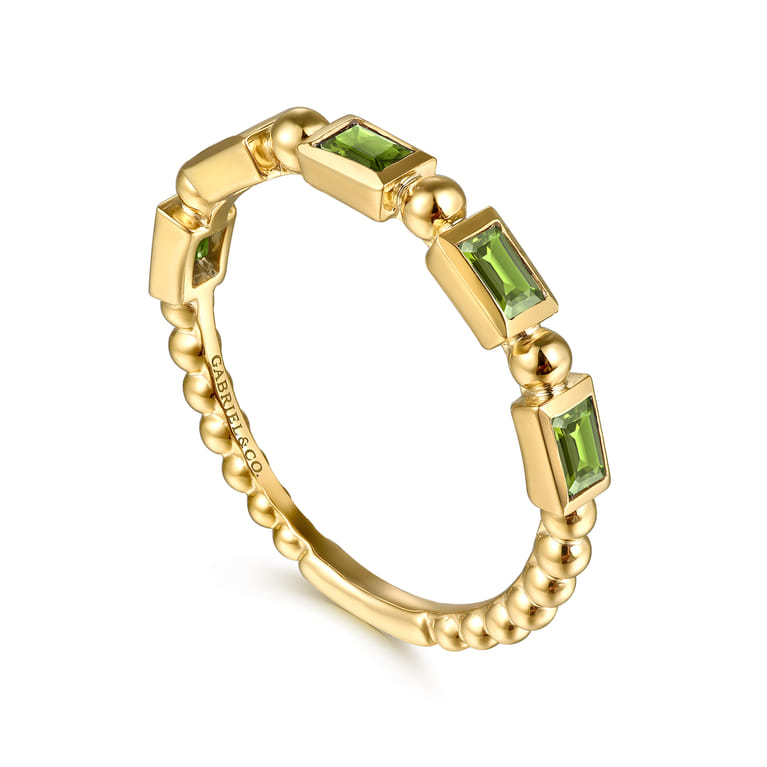 14K Yellow Gold Peridot Geometric Stackable Ring - Shot 3