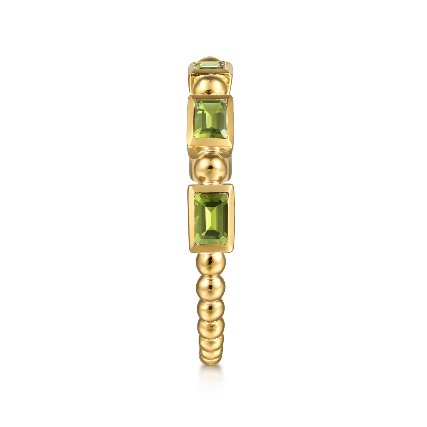 14K Yellow Gold Peridot Geometric Stackable Ring