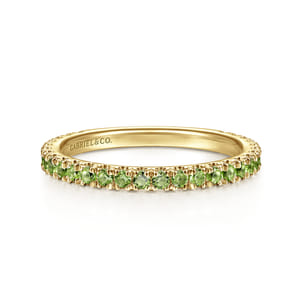 14K Yellow Gold Peridot Stackable Ring