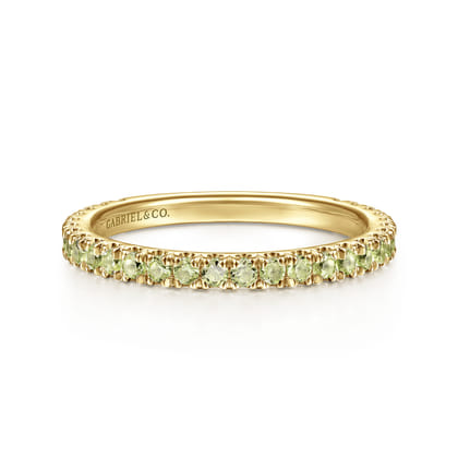 14K Yellow Gold Peridot Stackable Ring