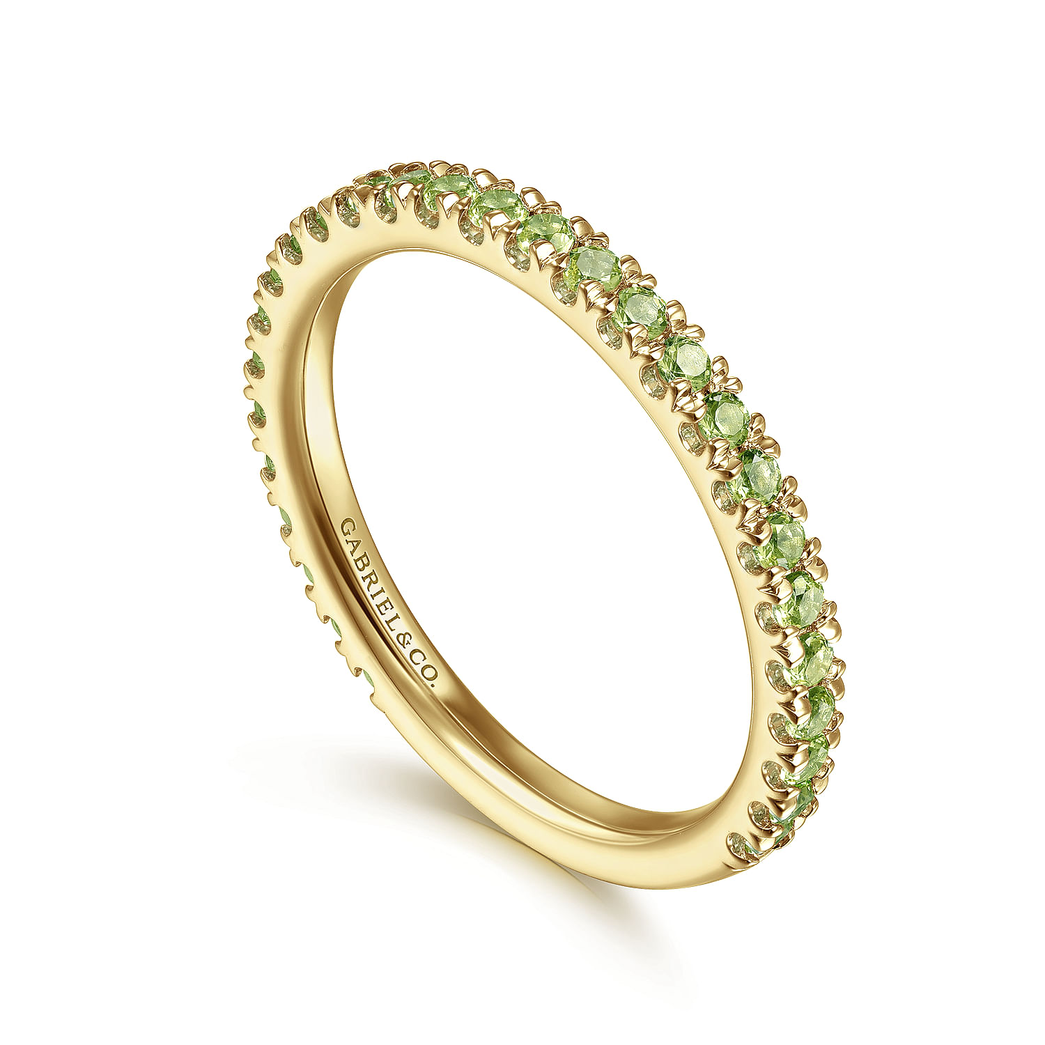 14K Yellow Gold Peridot Stackable Ring - Shot 3