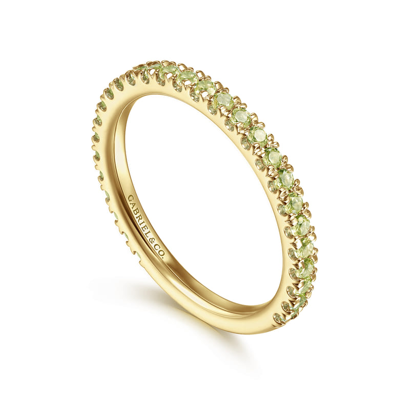 14K Yellow Gold Peridot Stackable Ring - Shot 3