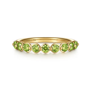 14K Yellow Gold Peridot Stackable Ring
