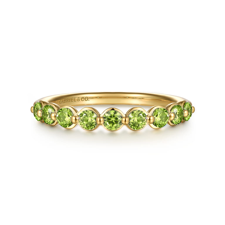 14K Yellow Gold Peridot Stackable Ring - Shot 1