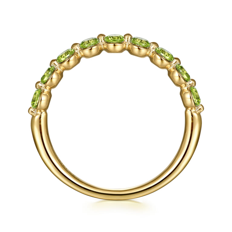 14K Yellow Gold Peridot Stackable Ring - Shot 2