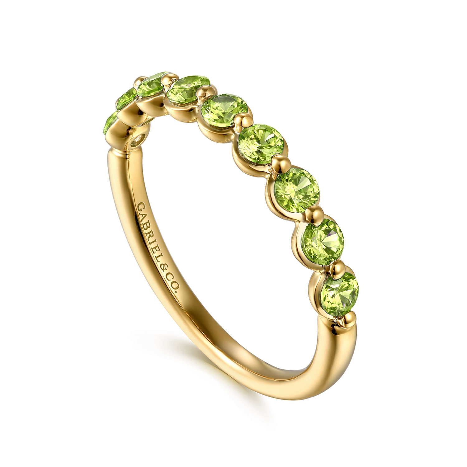 14K Yellow Gold Peridot Stackable Ring
