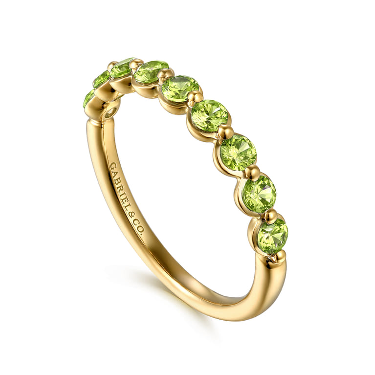 14K Yellow Gold Peridot Stackable Ring - Shot 3