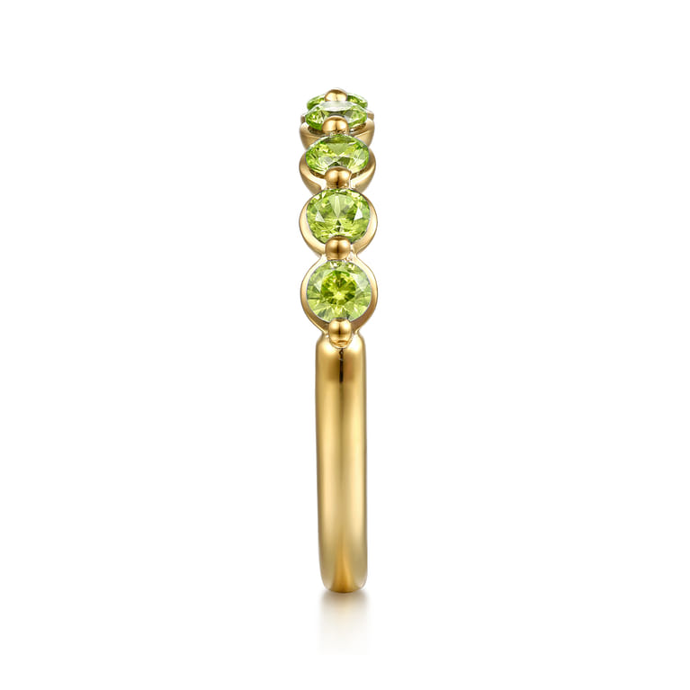 14K Yellow Gold Peridot Stackable Ring - Shot 4