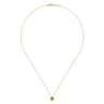14K Yellow Gold Peridot and Diamond Halo Pendant Necklace - 0.07 ct