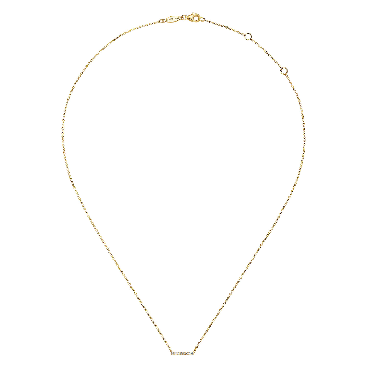 14K Yellow Gold Petite Pave Diamond Bar Necklace - 0.06 ct - Shot 2