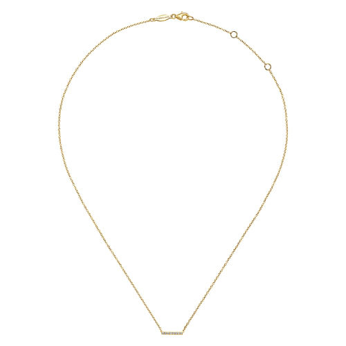 14K Yellow Gold Petite Pave Diamond Bar Necklace | Shop 14k Yellow Gold ...