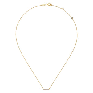 14K Yellow Gold Petite Pave Diamond Bar Necklace