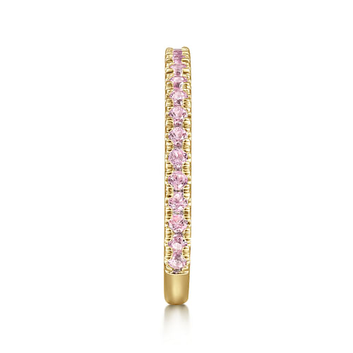 14K Yellow Gold Pink Created Zircon Stackable Ring - Shot 4