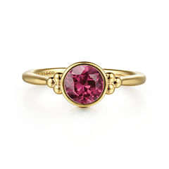 14K Yellow Gold Pink Tourmaline Bujukan Ladies Ring