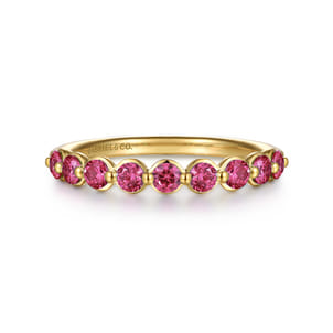14K Yellow Gold Pink Tourmaline Stackable Ring