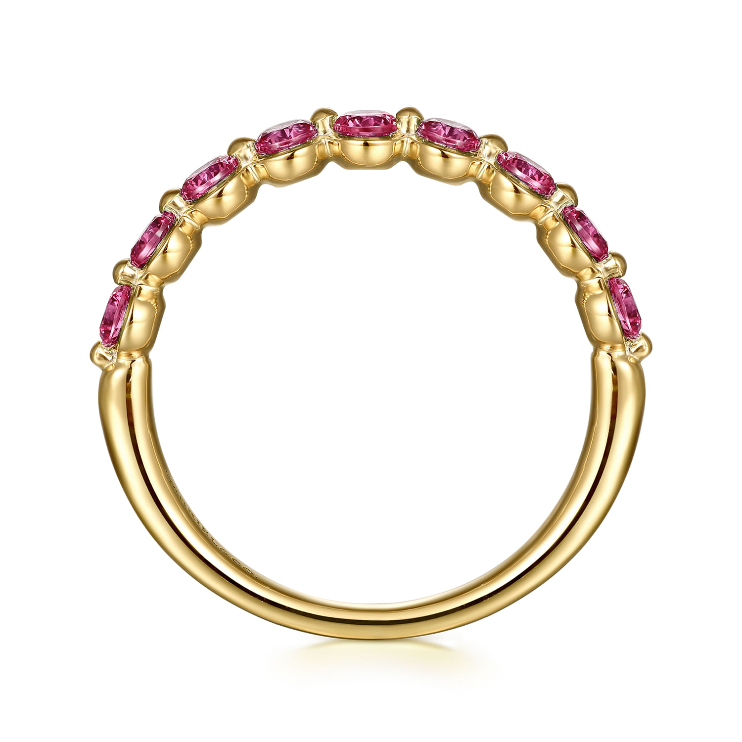 14K Yellow Gold Pink Tourmaline Stackable Ring