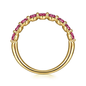 14K Yellow Gold Pink Tourmaline Stackable Ring