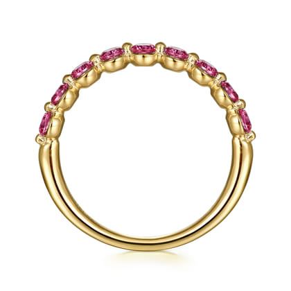 14K Yellow Gold Pink Tourmaline Stackable Ring
