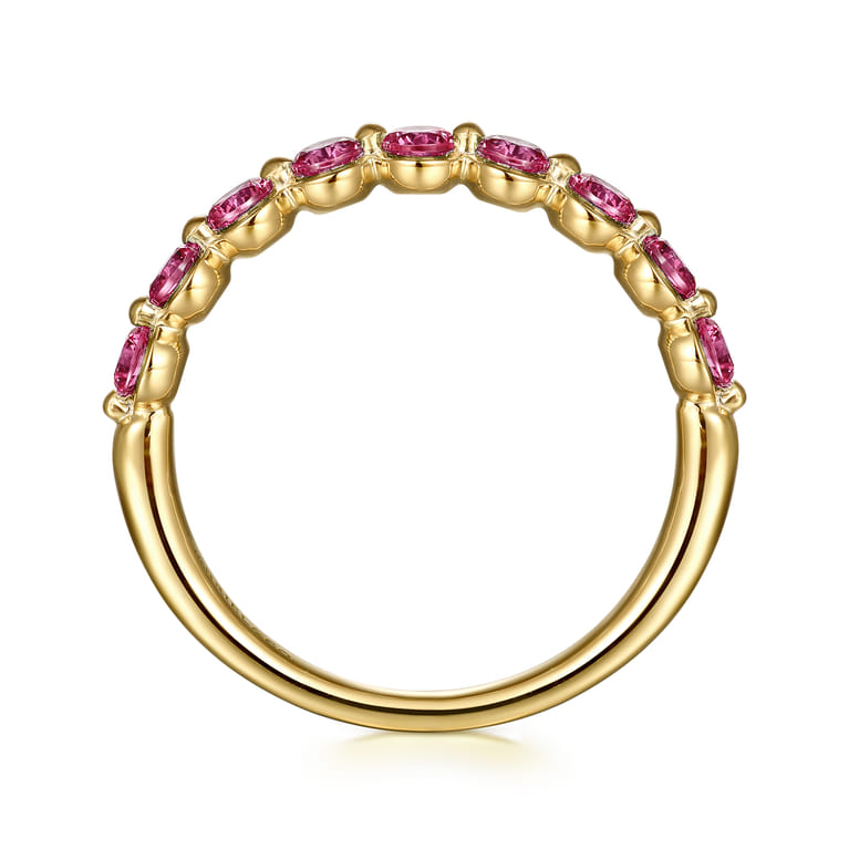14K Yellow Gold Pink Tourmaline Stackable Ring - Shot 2