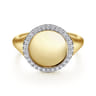 14K Yellow Gold Pinky Signet Ring with Diamond Halo - 0.15 ct