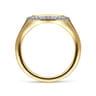 14K Yellow Gold Pinky Signet Ring with Diamond Halo - 0.15 ct