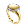 14K Yellow Gold Pinky Signet Ring with Diamond Halo - 0.15 ct