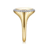 14K Yellow Gold Pinky Signet Ring with Diamond Halo - 0.15 ct