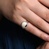 14K Yellow Gold Pinky Signet Ring with Diamond Halo - 0.15 ct