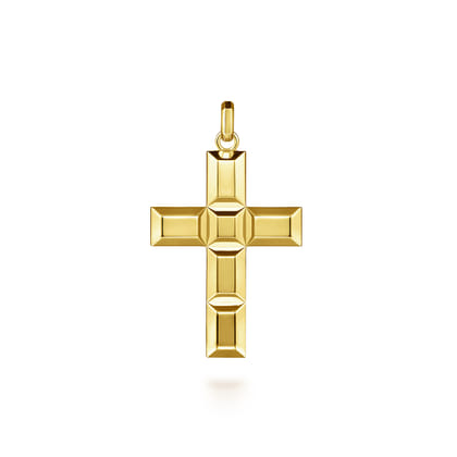 14K Yellow Gold Plain Cross Pendant