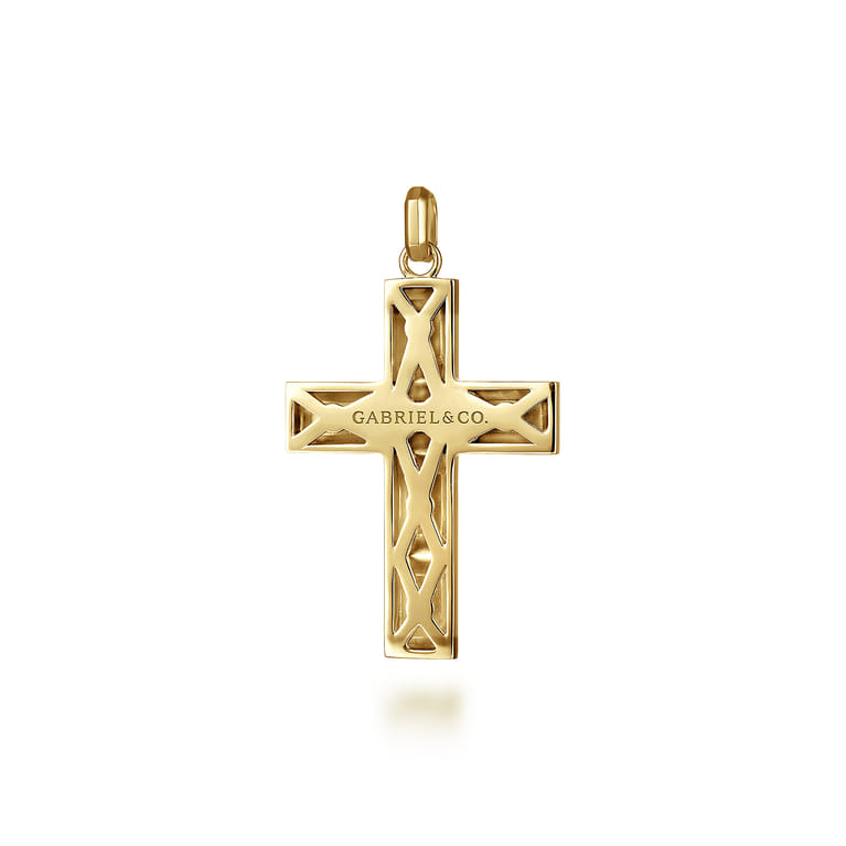 14K Yellow Gold Plain Cross Pendant - Shot 2