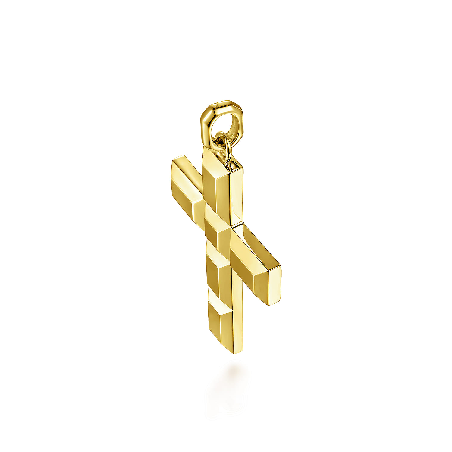 14K Yellow Gold Plain Cross Pendant - Shot 5