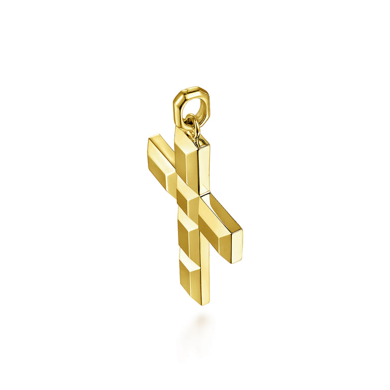 14K Yellow Gold Plain Cross Pendant - Shot 5
