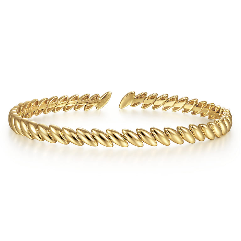 14K Yellow Gold Plain Demure Bangle - Shot 1