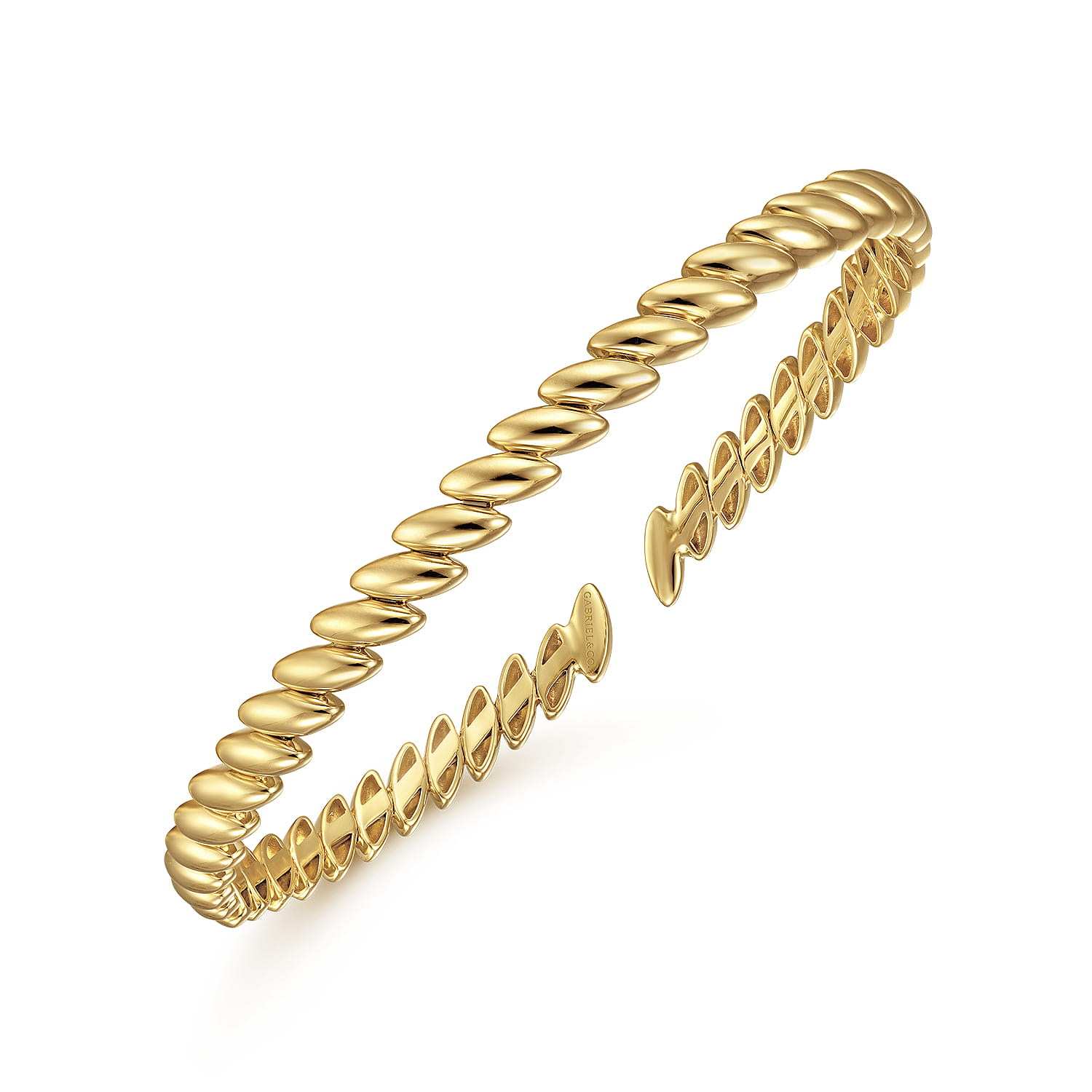 14K Yellow Gold Plain Demure Bangle - Shot 2