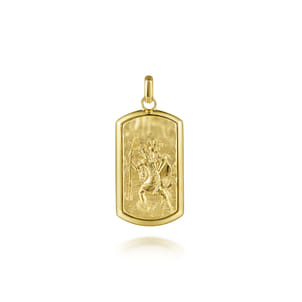 14K Yellow Gold Plain Dog Tag Mens Pendant