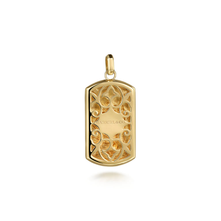 14K Yellow Gold Plain Dog Tag Mens Pendant - Shot 2
