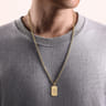 14K Yellow Gold Plain Dog Tag Mens Pendant