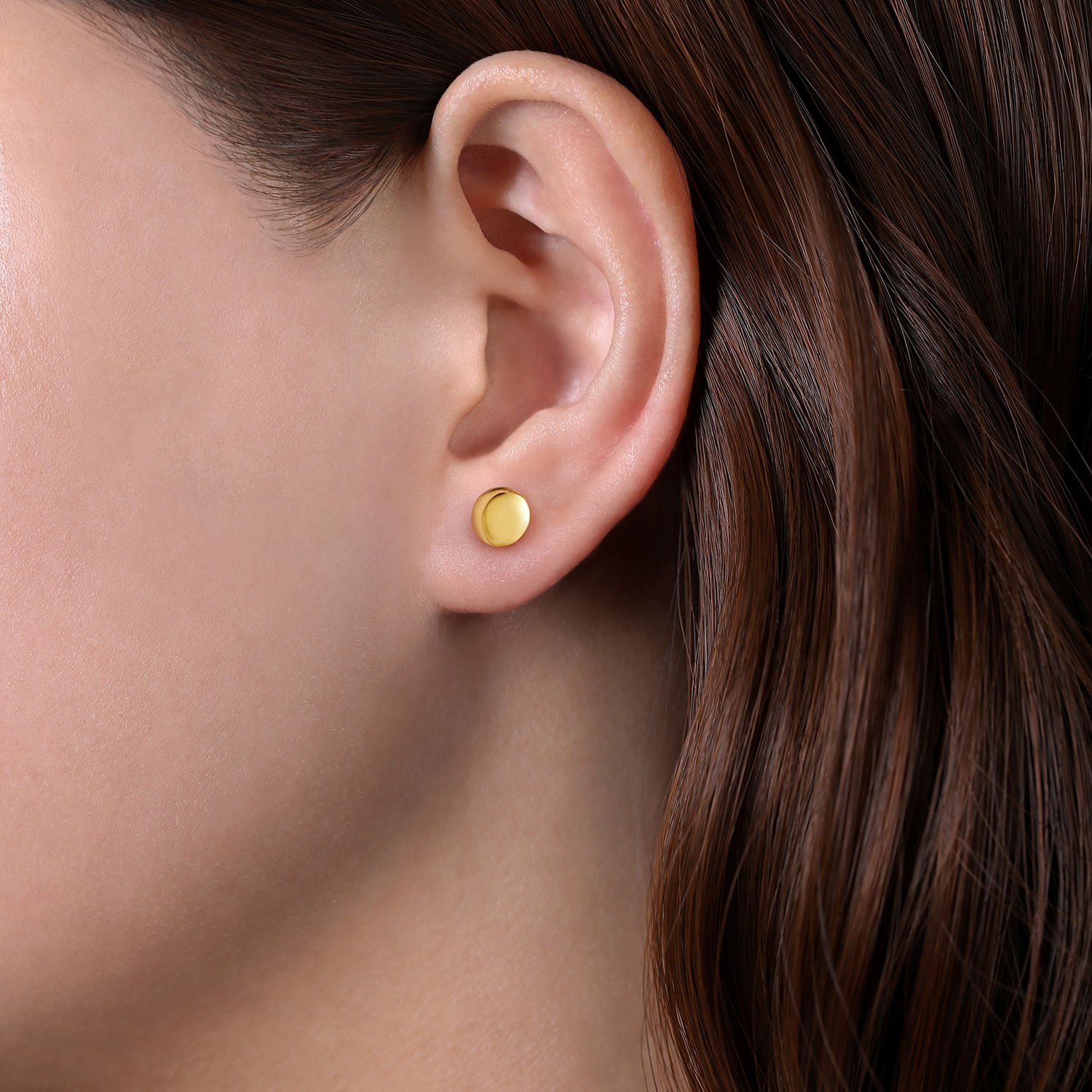 14K Yellow Gold Plain Earrings - Shot 2
