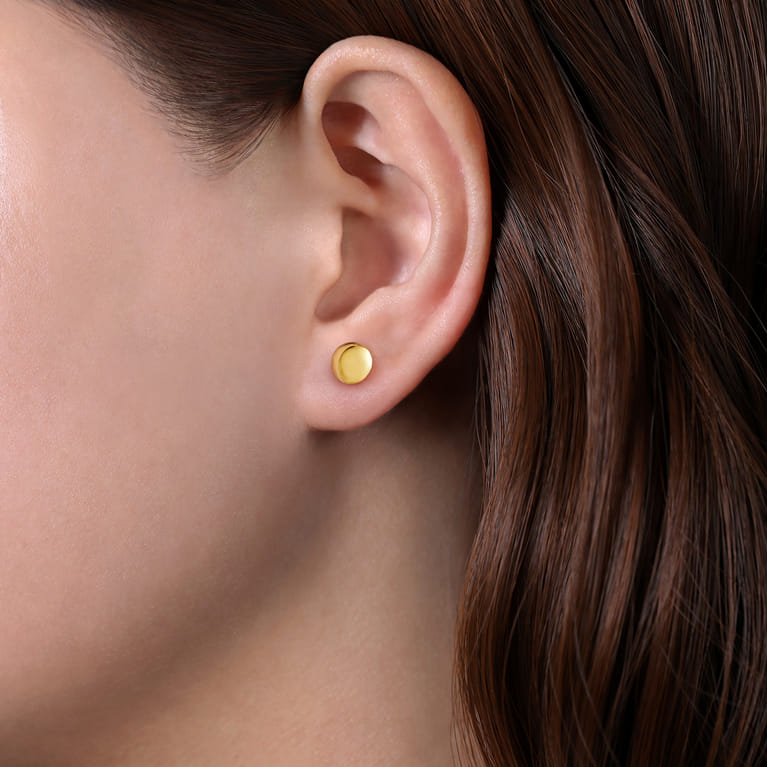 14K Yellow Gold Plain Earrings - Shot 2
