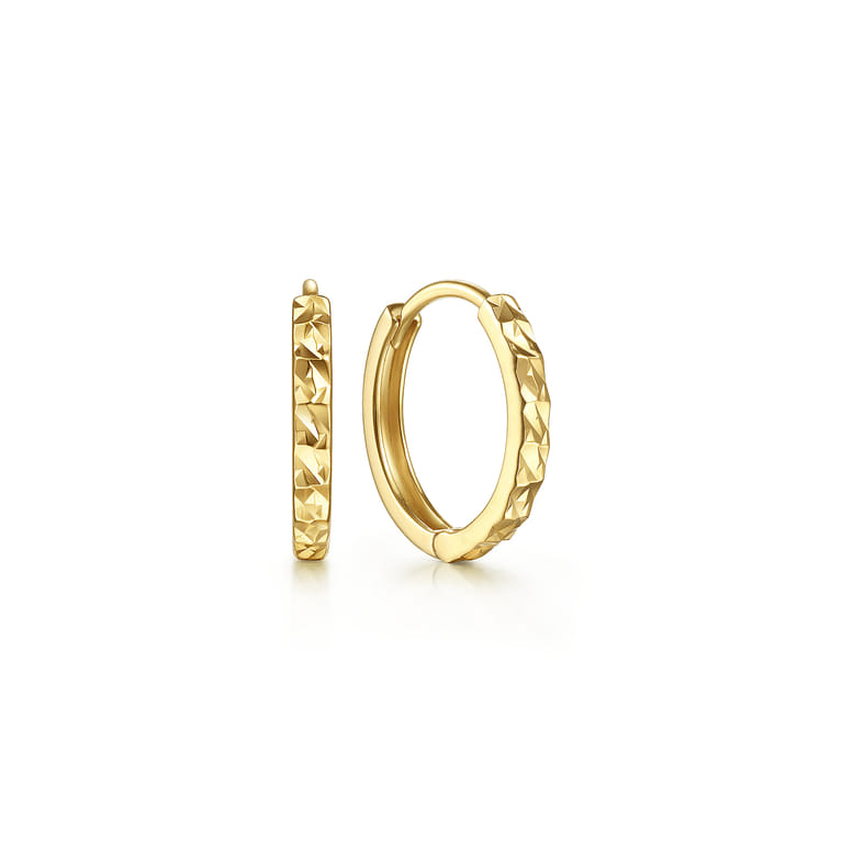 14K Yellow Gold Plain Earrings - Shot 1