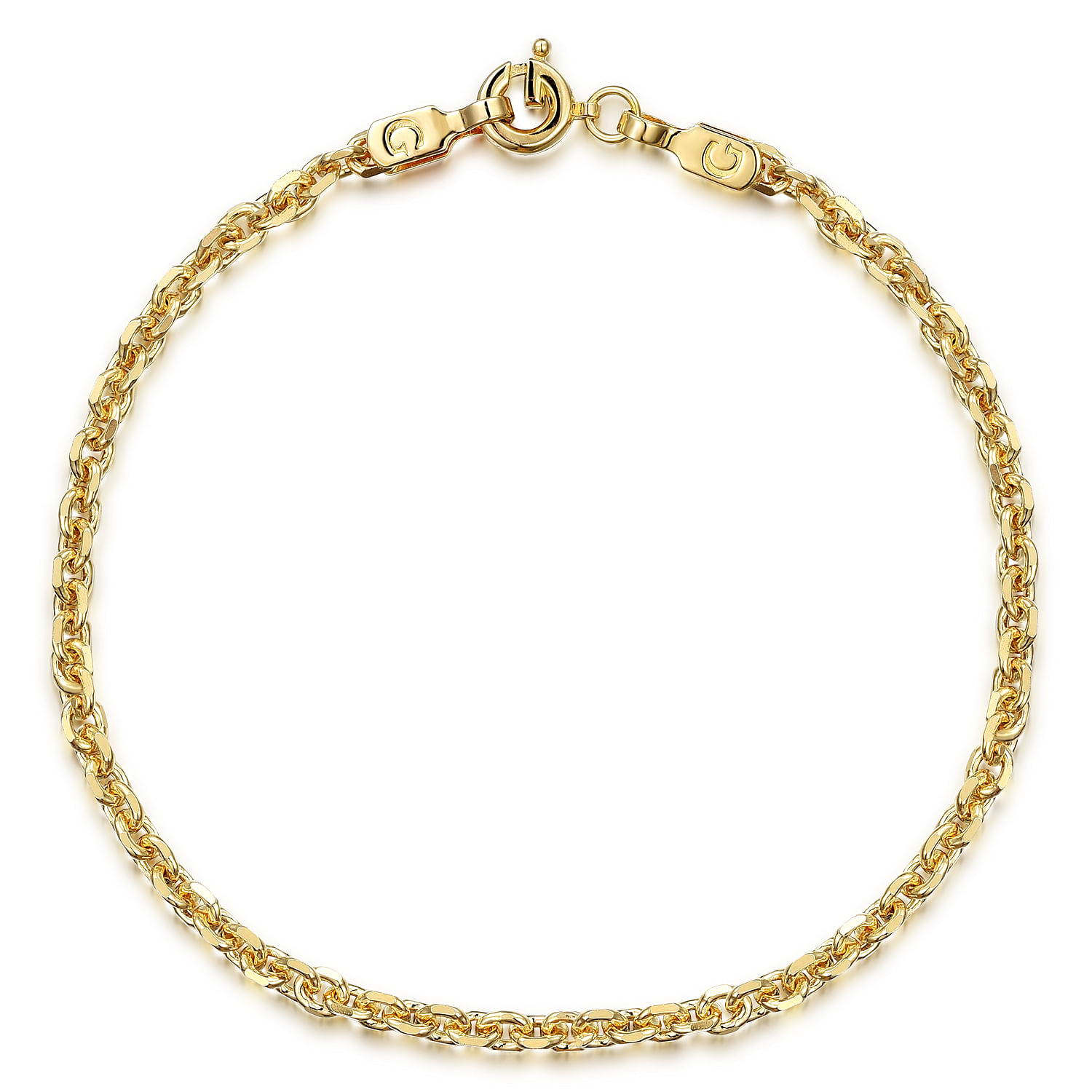 14K Yellow Gold Plain Gold Chain With G Lock