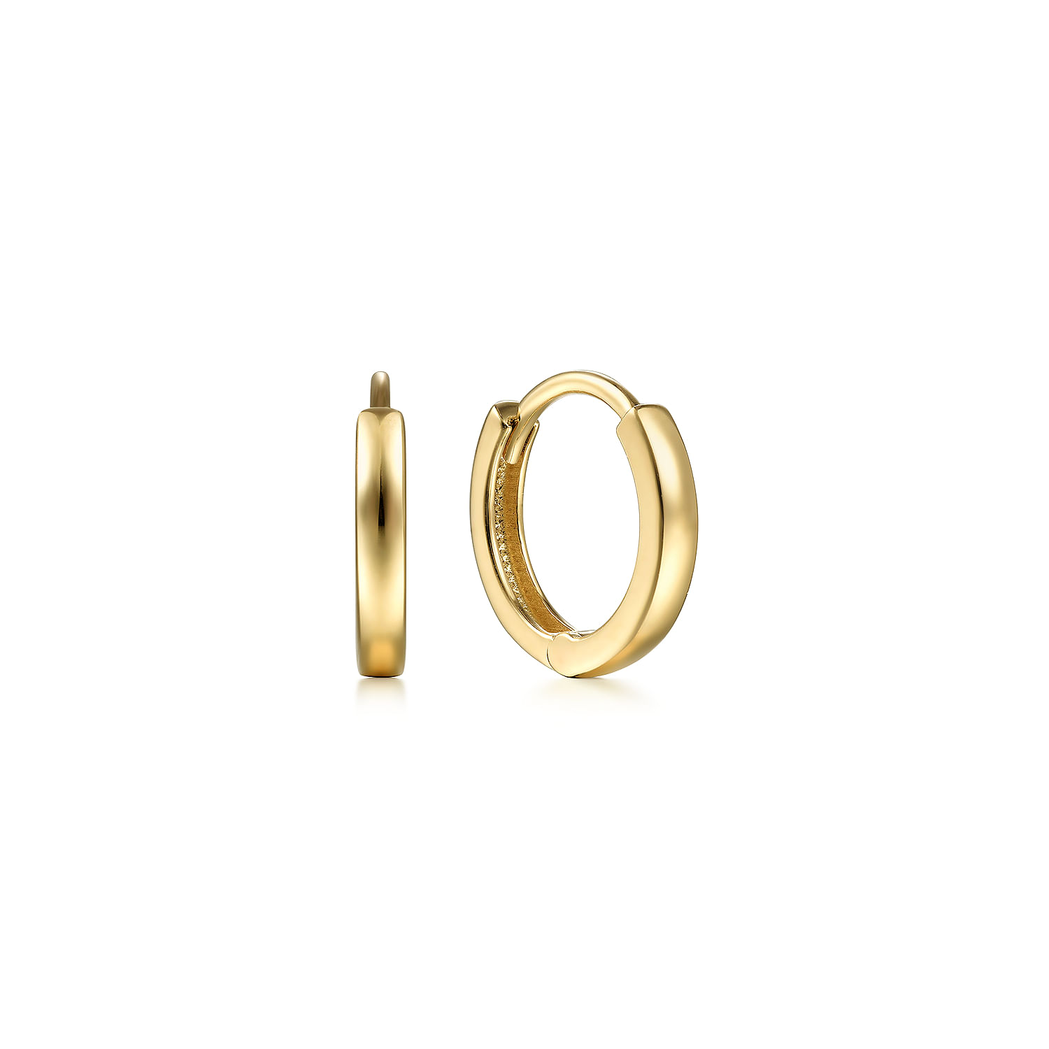 14K Yellow Gold Plain Huggie Earrings