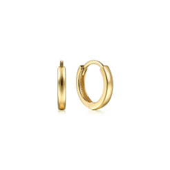 14K Yellow Gold Plain Huggie Earrings